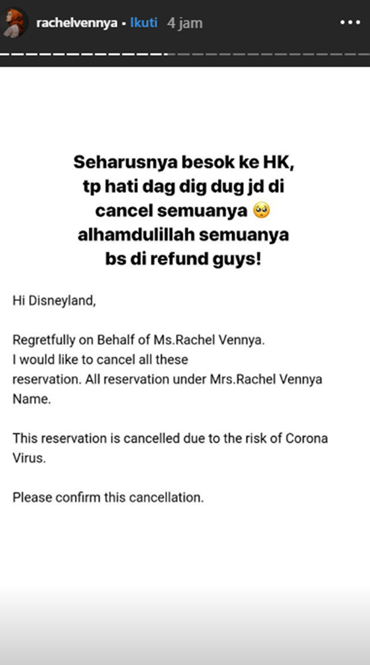 Bahaya Virus Corona Jadi Ancaman, Rachel Vennya Batalkan Rencana Liburan Ke Hong Kong