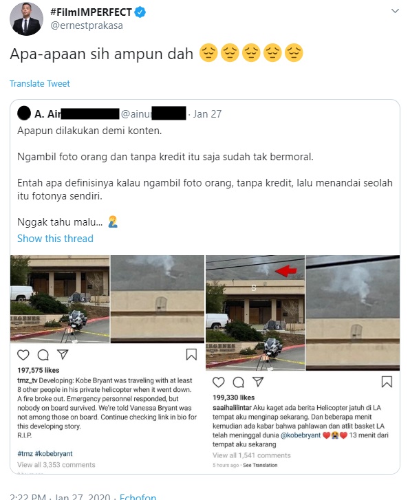Jadi Gaduh, Ernest Prakasa Ikut Bersuara Soal Kabar Saaih Halilintar Ketahuan Comot Foto Orang