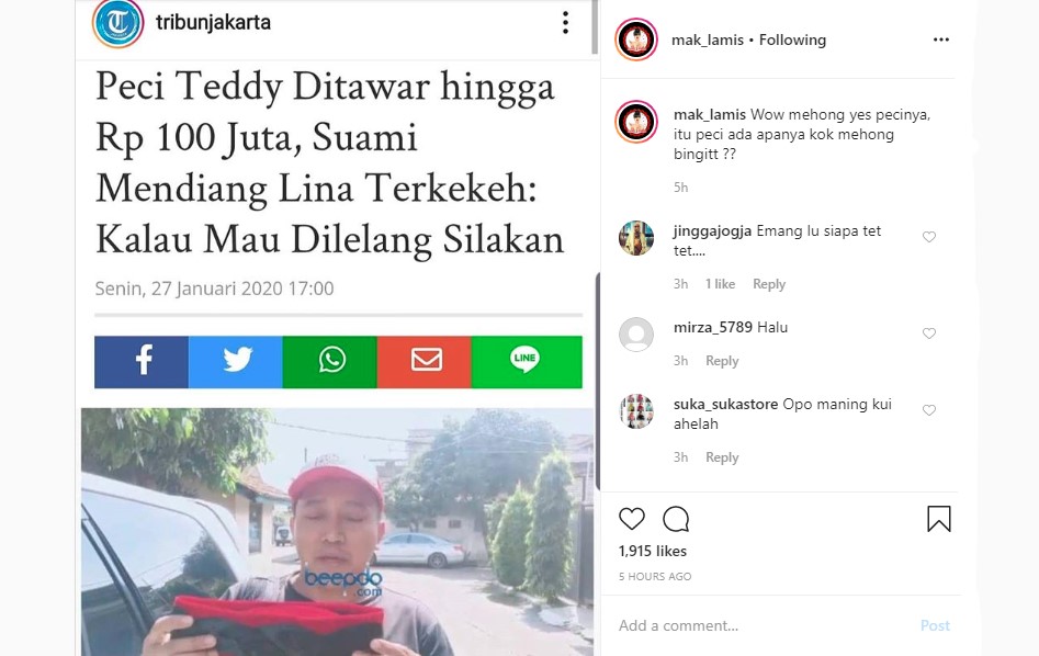 Bikin Geger, Peci Ayah Sambung Rizky Febian Ditawar Rp 100 Juta Malah Direspons Sinis