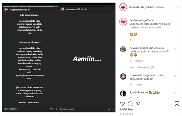 tata janeeta sindir mantan suami