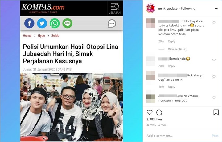 kabar hasil autopsi lina