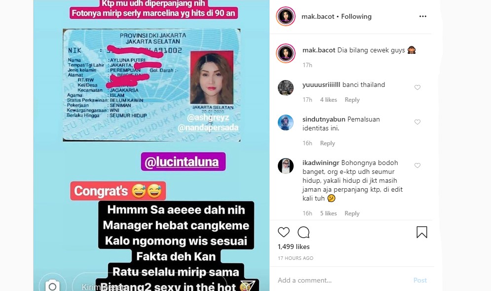 KTP \'Baru\' Lucinta Luna Beredar, Keterangan Soal Ini Bikin Geger