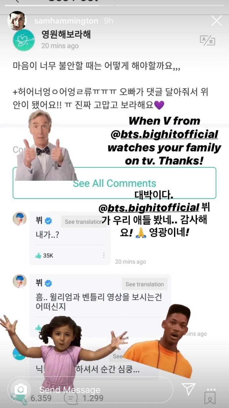 Kagumi Dua Anaknya, Sam Hammington Ucapkan Terima Kasih Pada V BTS dan Joy Red Velvet