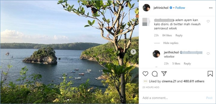 jefri membalas komentar warganet