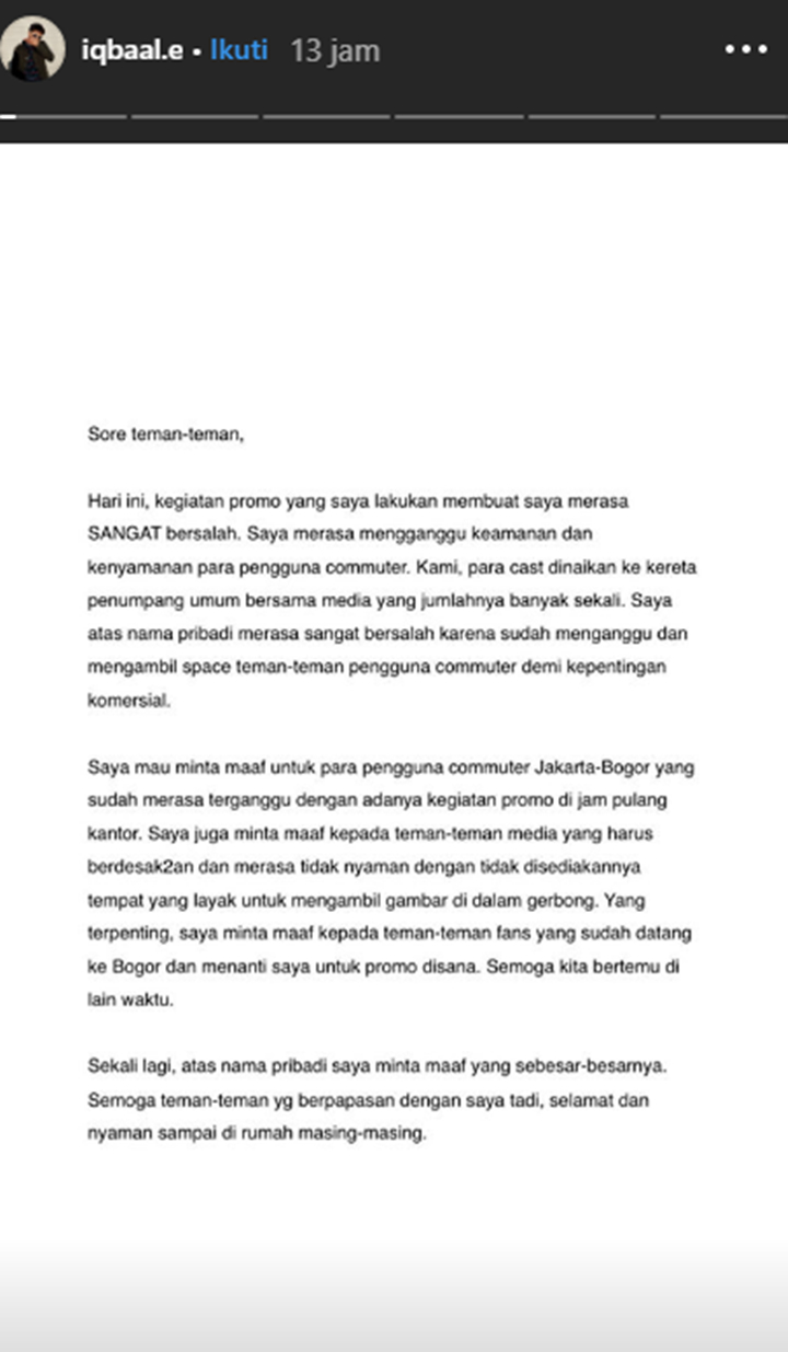 Tinggalkan Rombongan Saat Promosi Film \'Milea: Suara Dari Dilan\', Iqbaal Ramadhan Beri Penjelasan