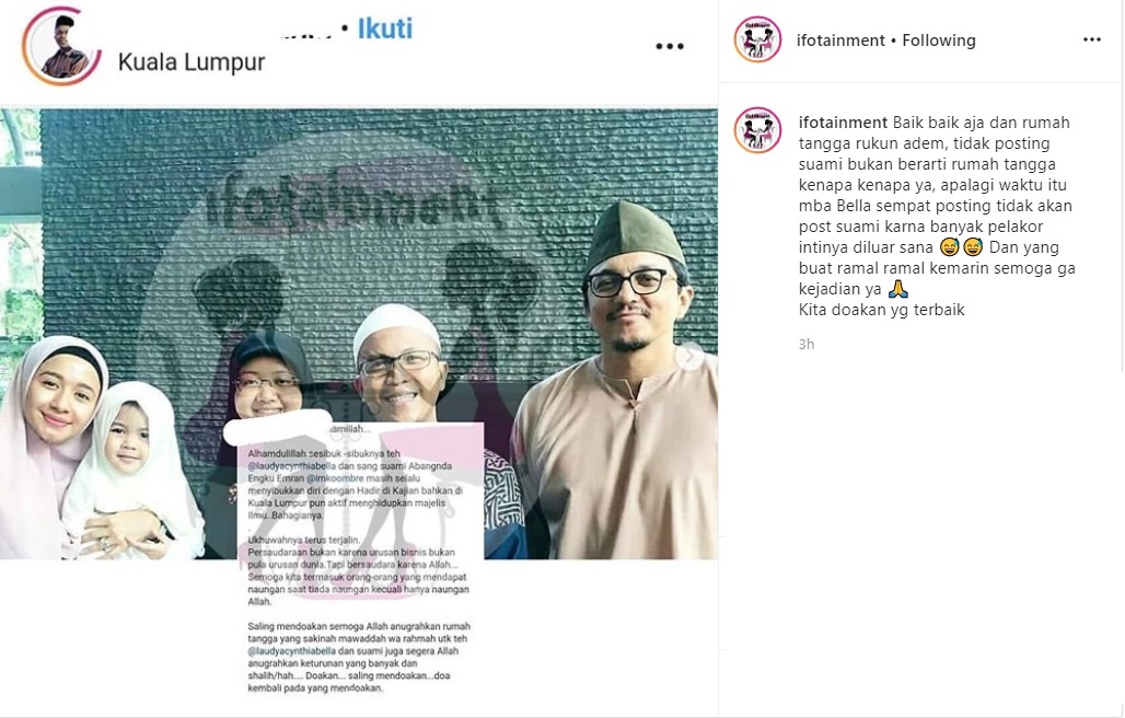 Bukti Baru Mencuat ‘Bantah’ Rumah Tangga Laudya Cynthia Bella dan Engku Emran Retak