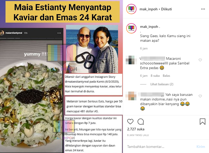 Berhias Daun Emas, Maia Estianty Kepergok Santap Kaviar Seharga Ratusan Juta