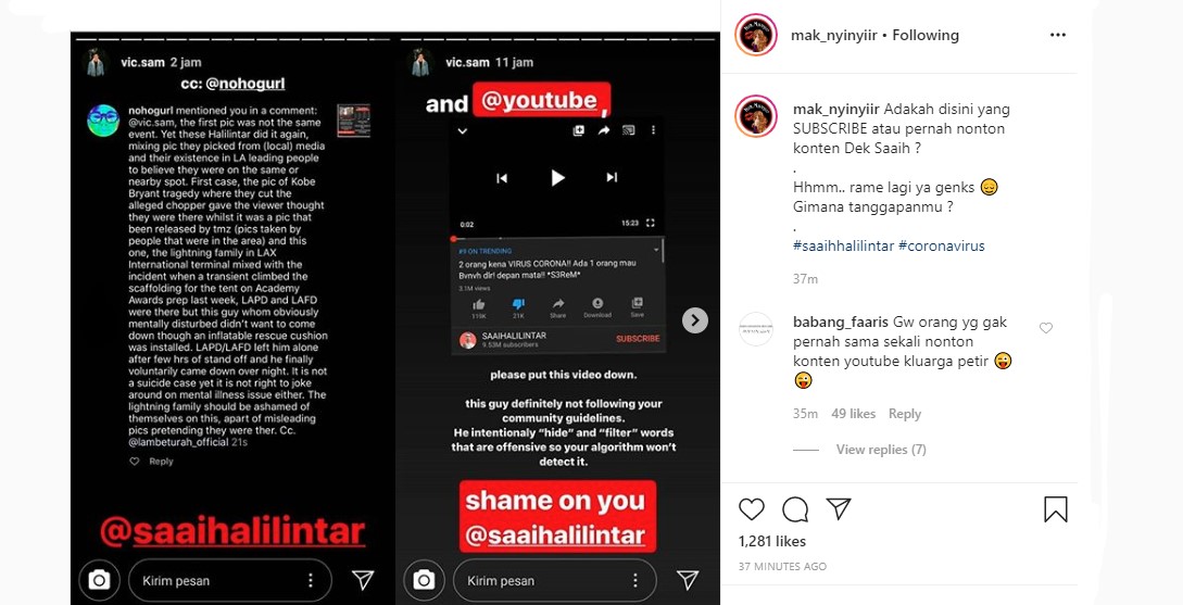 Ketahuan Bohong Lagi, Saaih Halilintar Bukan Tampilkan Vlog Percobaan Bunuh Diri Penderita Corona
