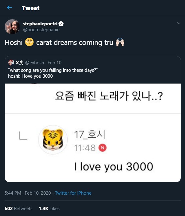 stephanie poetri berterima kasih kepada hoshi seventeen