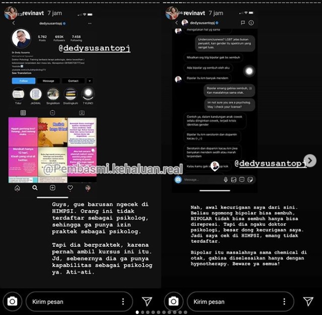 Selebgram Revina VT Sebut Dedy Susanto Tak Terdaftar Sebagai Psikolog, Publik ‘Pecah Kubu’
