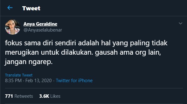 anya geraldine tulis cuitan bijak