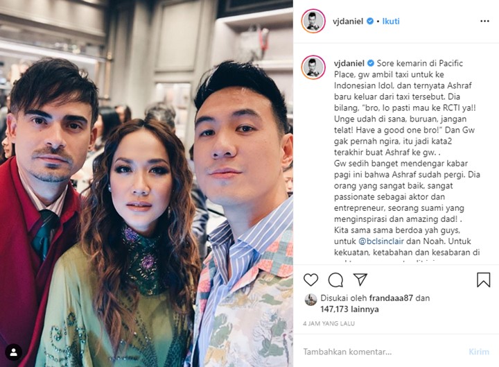 Sebelum Meninggal, Ashraf Sinclair Sempat Ucapkan Kata-Kata Ini Untuk Daniel Mananta