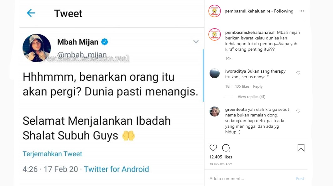 Suami BCL Tutup Usia, Ramalan Mbah Mijan Soal Kematian Sosok Penting Langsung Disorot