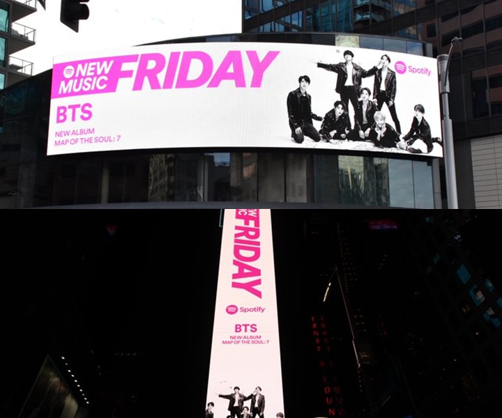 Banjir Dukungan Dari Platform Musik, Wajah BTS Terpampang Nyata di Banyak Papan LED Amerika Serikat