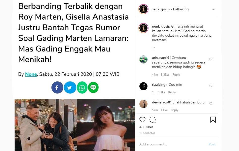 Gisella Anastasia Bantah Tegas Kabar Gading Marten Segera Lamaran, Dugaan Ini Sontak Mencuat