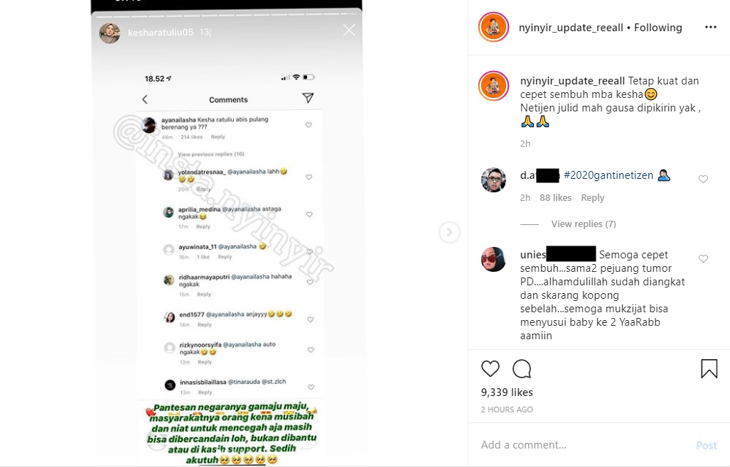 Kesha Ratuliu \'Tepuk Jidat\' Penyakit Tumor Jadi Bahan Guyonan Netizen Indonesia