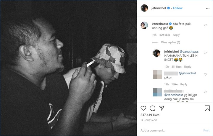 vanesha prescilla komentari unggahan jefri nichol