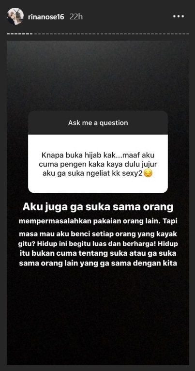 Lagi-lagi Disinggung Soal Keputusan Lepas Hijab, Begini Balasan Rina Nose