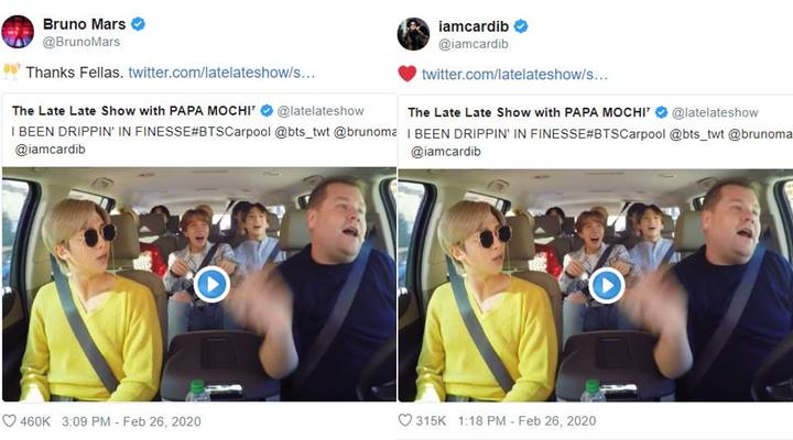 BTS Nyanyikal \'Finesse\', Cardi B dan Bruno Mars Beri Respon Manis Ini