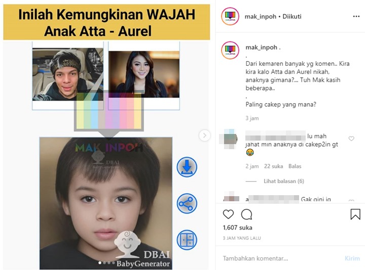 Jika Atta Halilintar Dan Aurel Hermansyah Nikah, Begini Prediksi Wajah Calon Anak