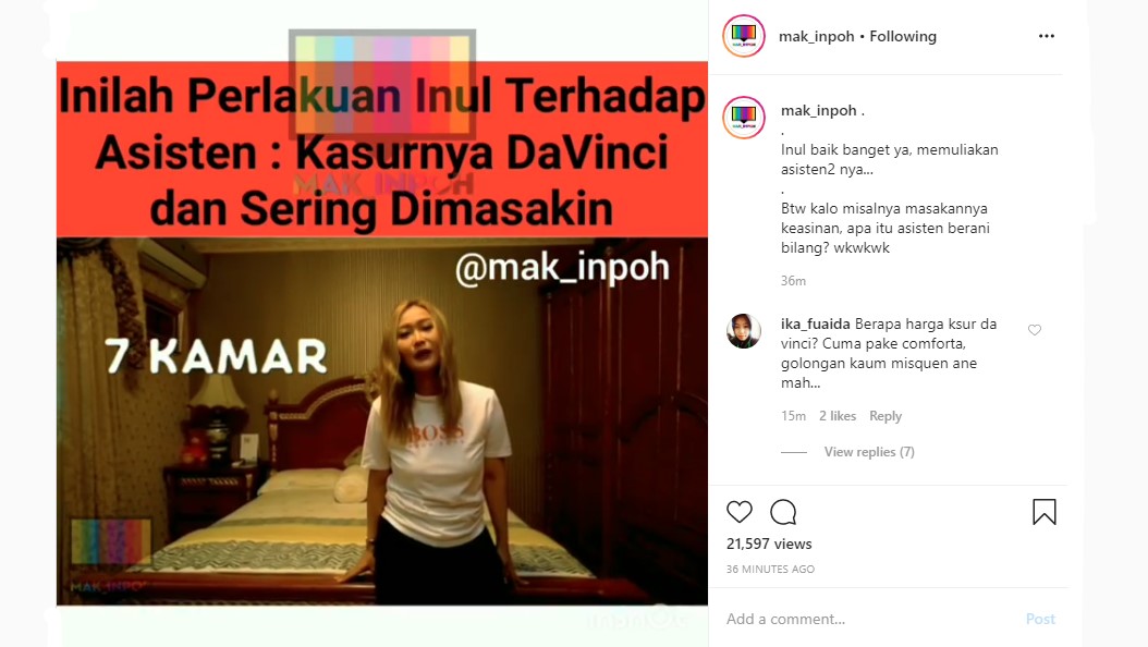 Perlakuan Inul Daratista ke ART Bikin Syok, Sering Masakin Hingga Fasilitasi Kasur Mahal