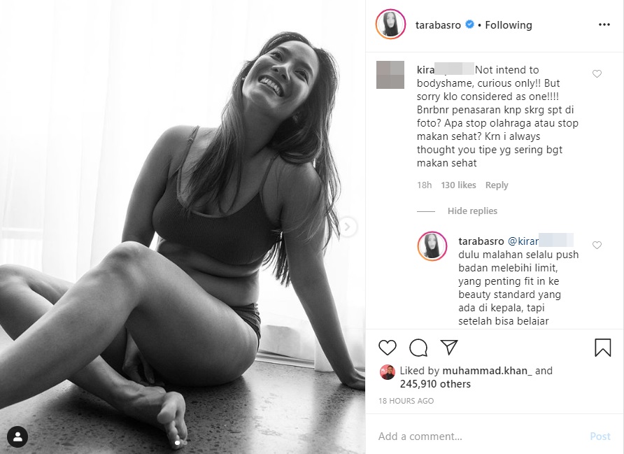 Begini Jawaban Tara Basro Usai Dikira Tak Jaga Asupan Makanan Lantaran Punya Lemak Perut