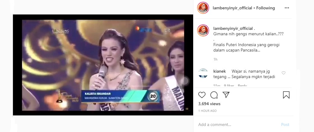 Wakil Jatim Menang \'Puteri Indonesia 2020\', Finalis Sumbar Malah Jadi Perbincangan