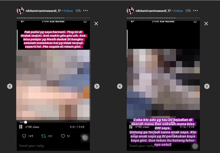 nikita mirzani memberikan pesan kepada pihak kepolisian usai viralnya video pelecehan seksual di sekolah
