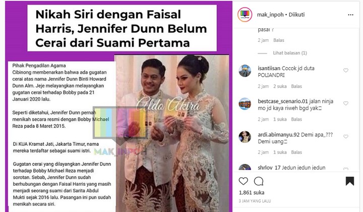 Mengejutkan, Jennifer Dunn Ternyata Praktik Poliandri dengan Faisal Harris