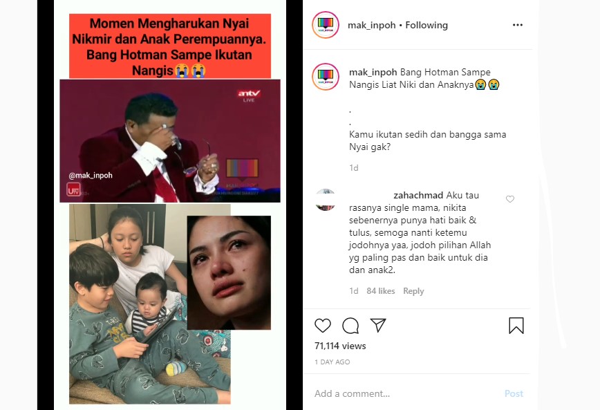 Hotman Paris Ikut Nangis di Momen Haru Nikita Mirzani dan Anak, Respons Didapat Malah Terbalik