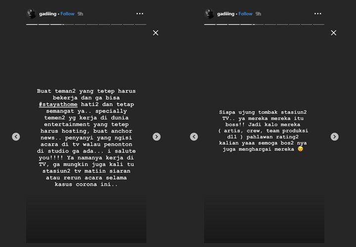 gading marten memberikan semangat