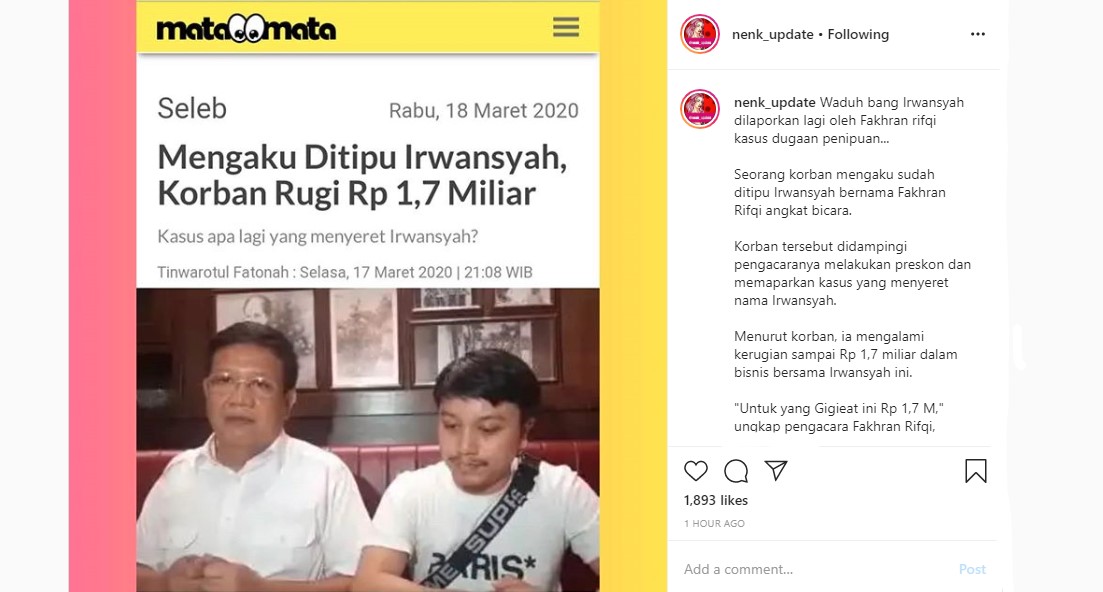 Irwansyah Dilaporkan atas Kasus Dugaan Penipuan Rp 1,7 Miliar, \'Sampul\' Malah Jadi Perbincangan