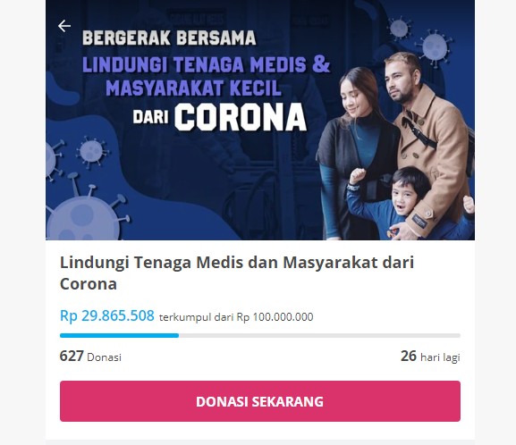 banyaknya donasi di penggalangan dana raffi ahmad