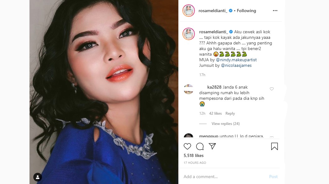 Rosa Meldianti Mendadak Tegaskan Dirinya Wanita Tulen, Baju Sobek Malah Bikin Salfok