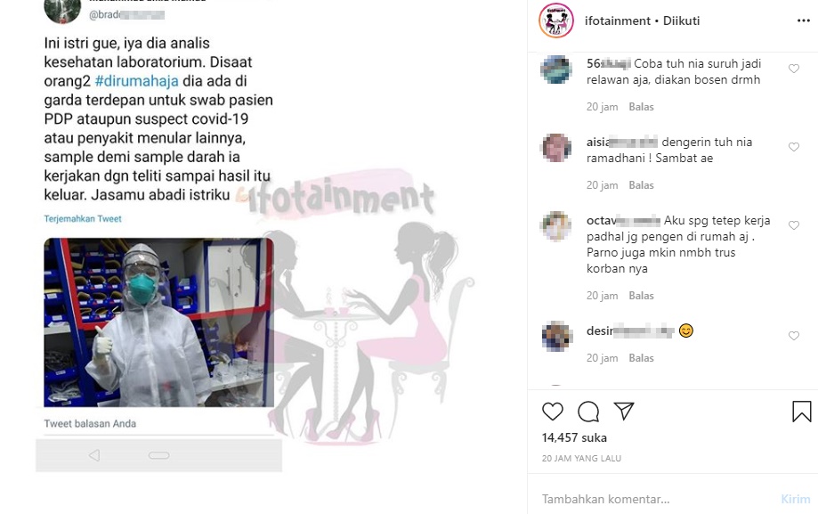 Nia Ramadhani Kena \'Colek\' di Curhatan Warga Twitter Ditinggal Istri Kerja Tangani Suspect Corona