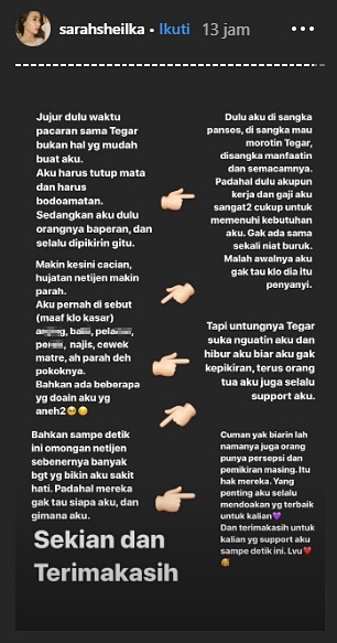 Dinikahi Tegar Septian, Sarah Sheilka Ingat Sering Dicemooh Hingga Dituding Pansos