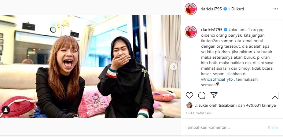 Kolab Bareng Cimoy Montok, Ria Ricis Tulis Pesan Menohok Malah Jadi ‘Boomerang’