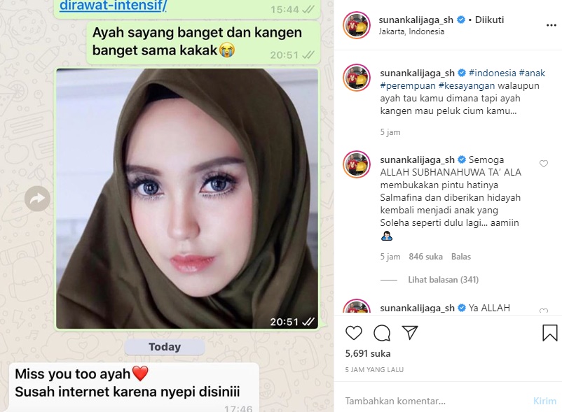 Pamer Foto Salmafina Sunan Saat Masih Berhijab, Doa Sunan Kalijaga Banjir Sorotan