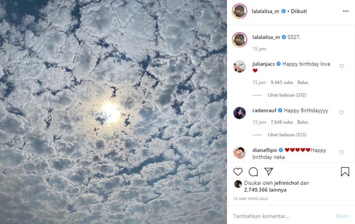 Lisa BLACKPINK Pamer Awan Terbelah di Hari Ultah, Publik Figur Tanah Ini Rebutan Beri Selamat