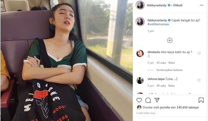 Febby Rastanty Pamer Foto Tidur Mangap Ikut Tantangan \'Until Tomorrow\' di Tengah Wabah Corona