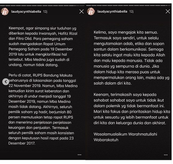 Laudya Cynthia Bella Tegaskan Hal Ini Usai Namanya Terseret di Kisruh Irwansyah-Medina Zein