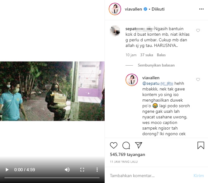 Sumbang Sembako di Tengah Wabah Corona Malah Dicela, Via Vallen ‘Tampar’ Balik Netter Nyinyir