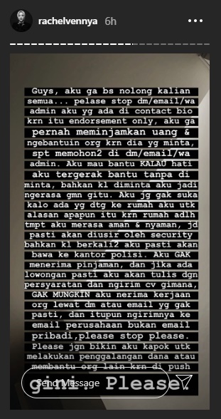 Banyak Orang DM Hingga Datangi Rumah Guna Minta Tolong, Begini Kata Rachel Vennya