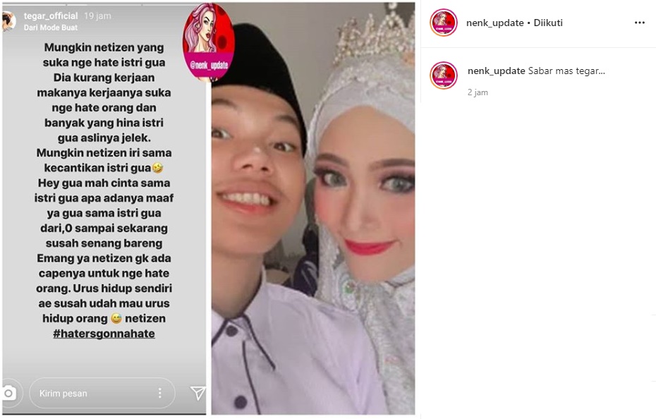 Istri Masih Sering Diejek Netizen, Tegar ‘Ngegas’ Seraya Tegaskan Fakta Ini