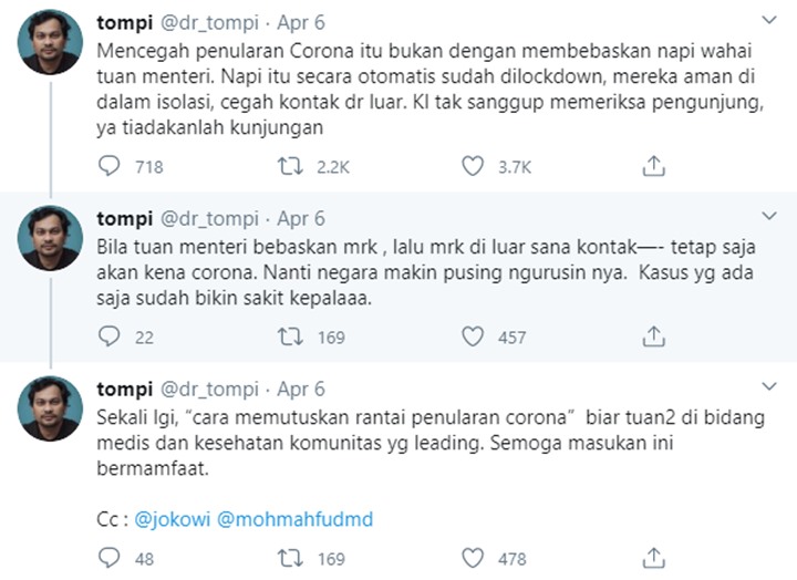 Tompi Beri Sindiran Menohok Soal Kebijakan Pemerintah Cegah Corona