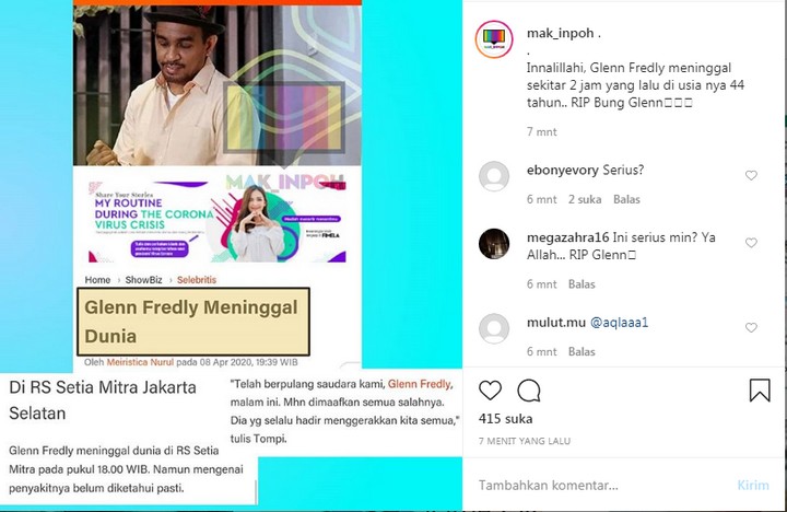 Kabar Duka, Glenn Fredly Tutup Usia