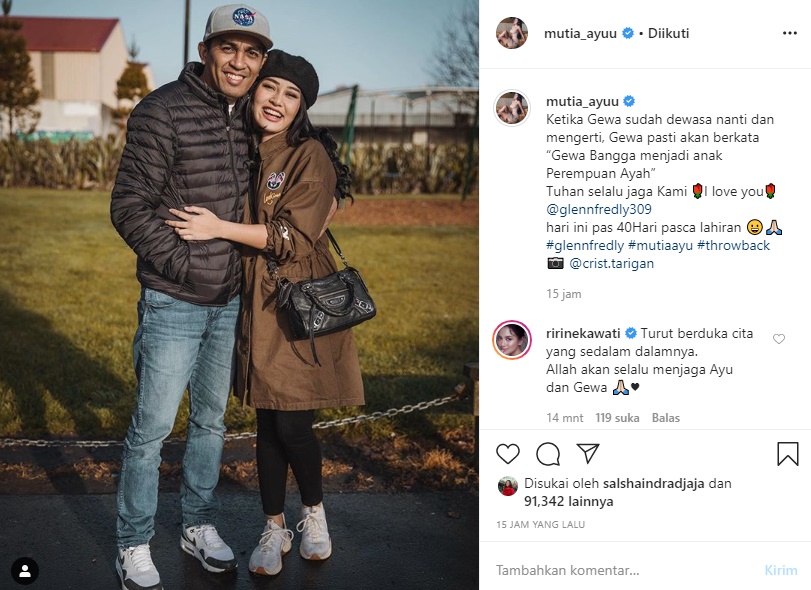 Mutia Ayu Istri Glenn Fredly Sempat Unggah Foto Berdua Seraya Tulis Pesan Menyentuh