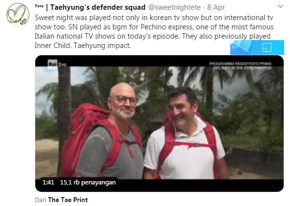 Populer, Lagu Solo V BTS Ini Diputar di Acara TV Terkenal Italia