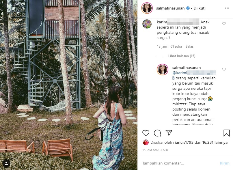 Disebut Jadi Penghalang Orangtua Masuk Surga, Salmafina Sunan Langsung Beri Balasan ‘Sekakmat’
