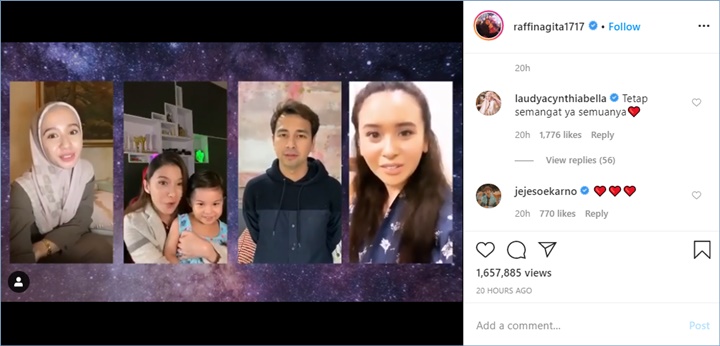 laudya cynthia bella mengomentari unggahan raffi ahmad